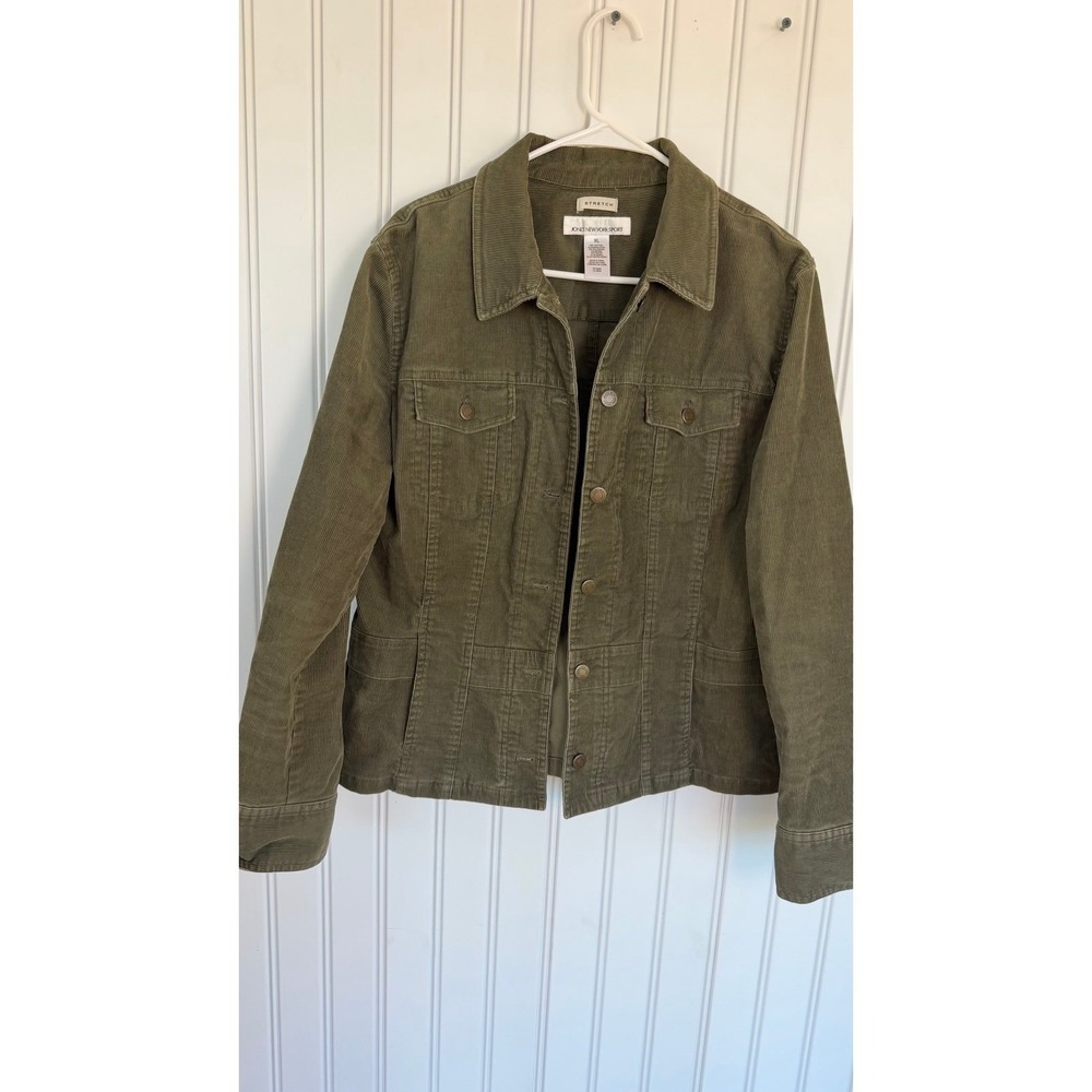 Green corduroy jean jacket denim XL army western chic coat olive neutral boho